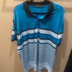 G/FORE Blue and Black Striped Polo Shirt